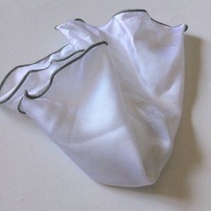 EDWARD ARMAH WHITE SILK POCKET CIRCLE WITH GRAY CONTRAST EDGE NWOT